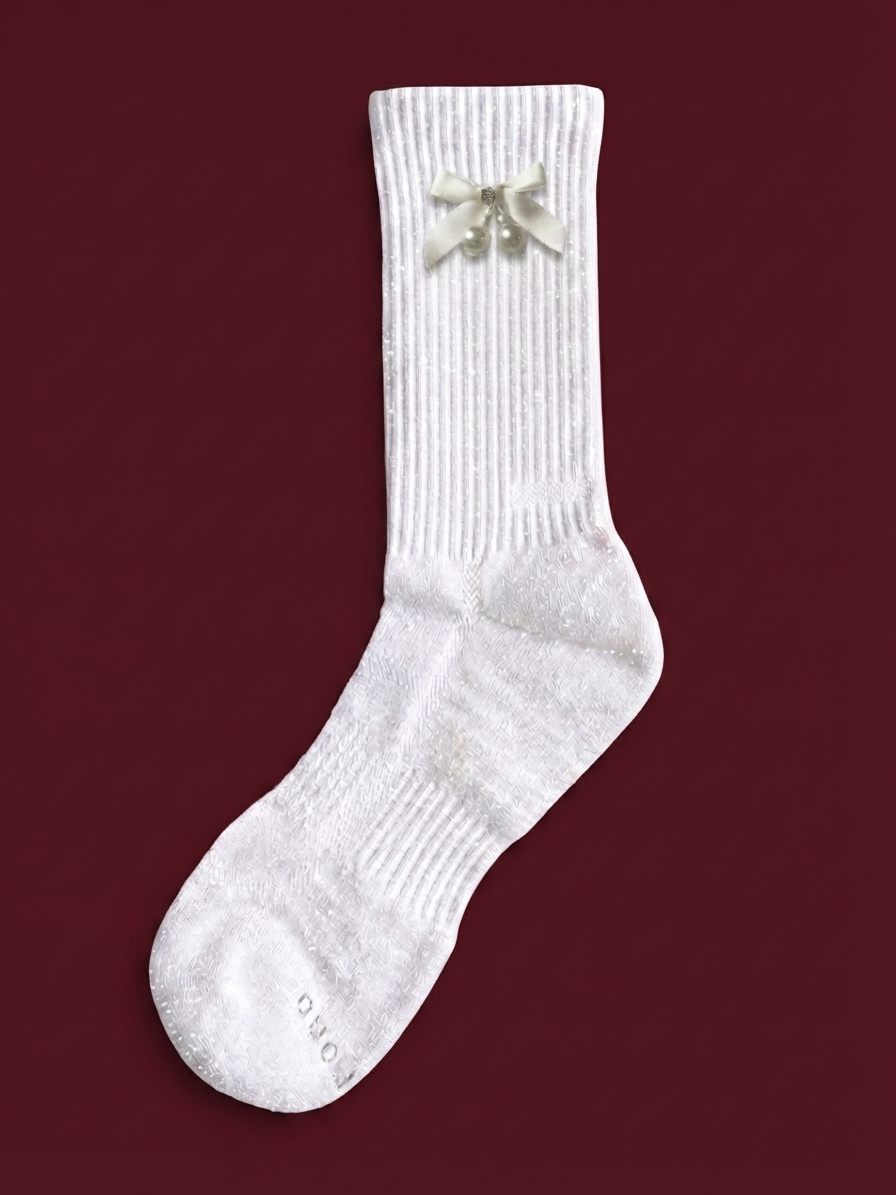 Metallic White Satin Ribbon Jock Sock