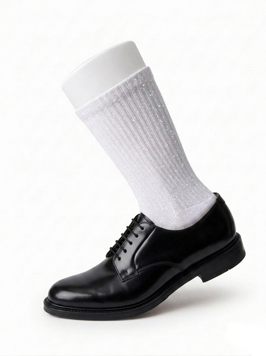Metallic White Jock Socks