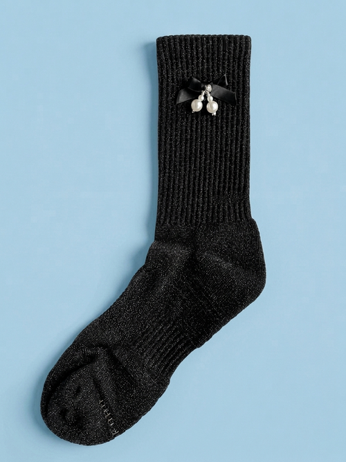 Metallic Black Satin Ribbon Jock Sock