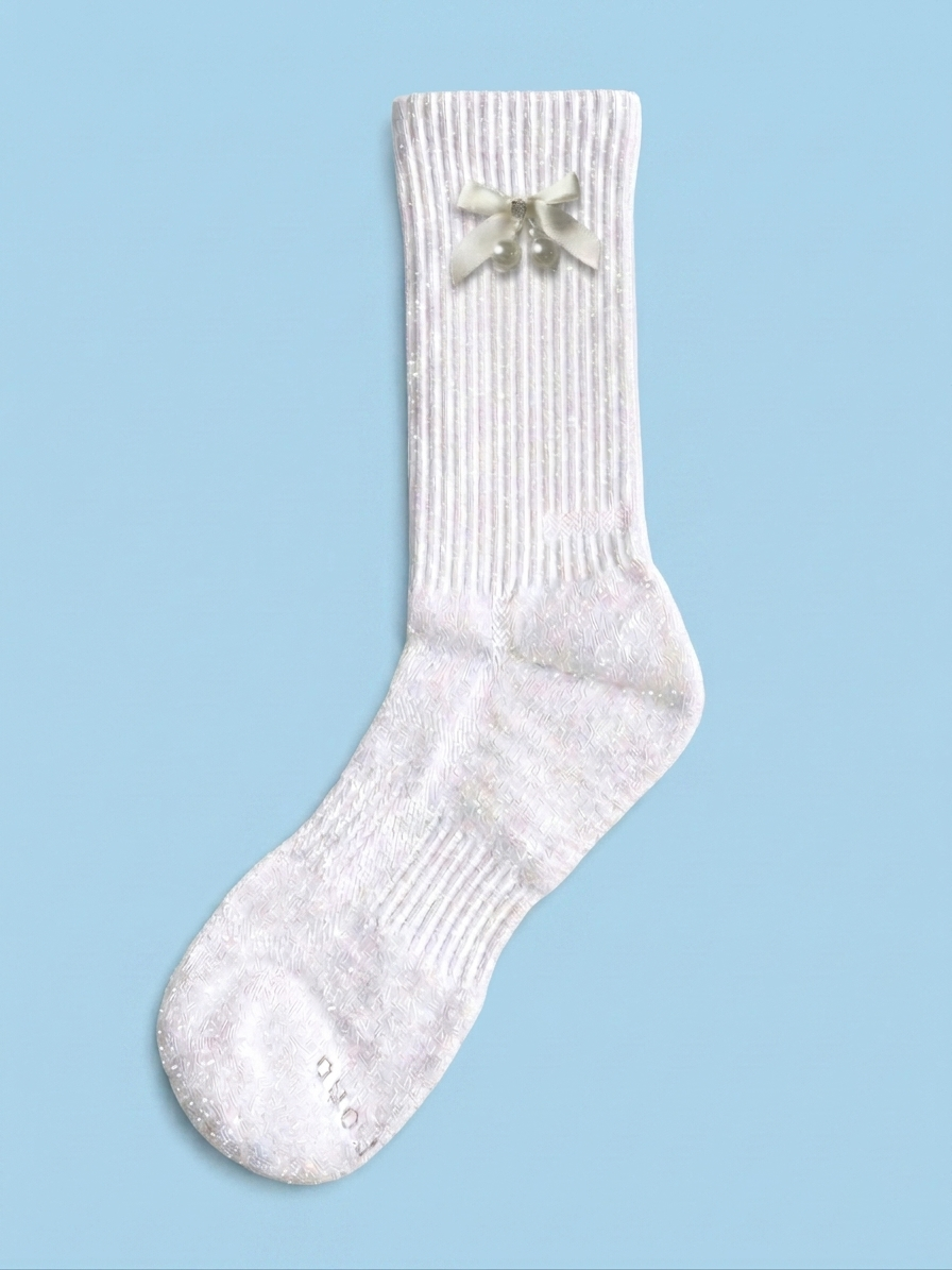 Metallic White Satin Ribbon Jock Sock