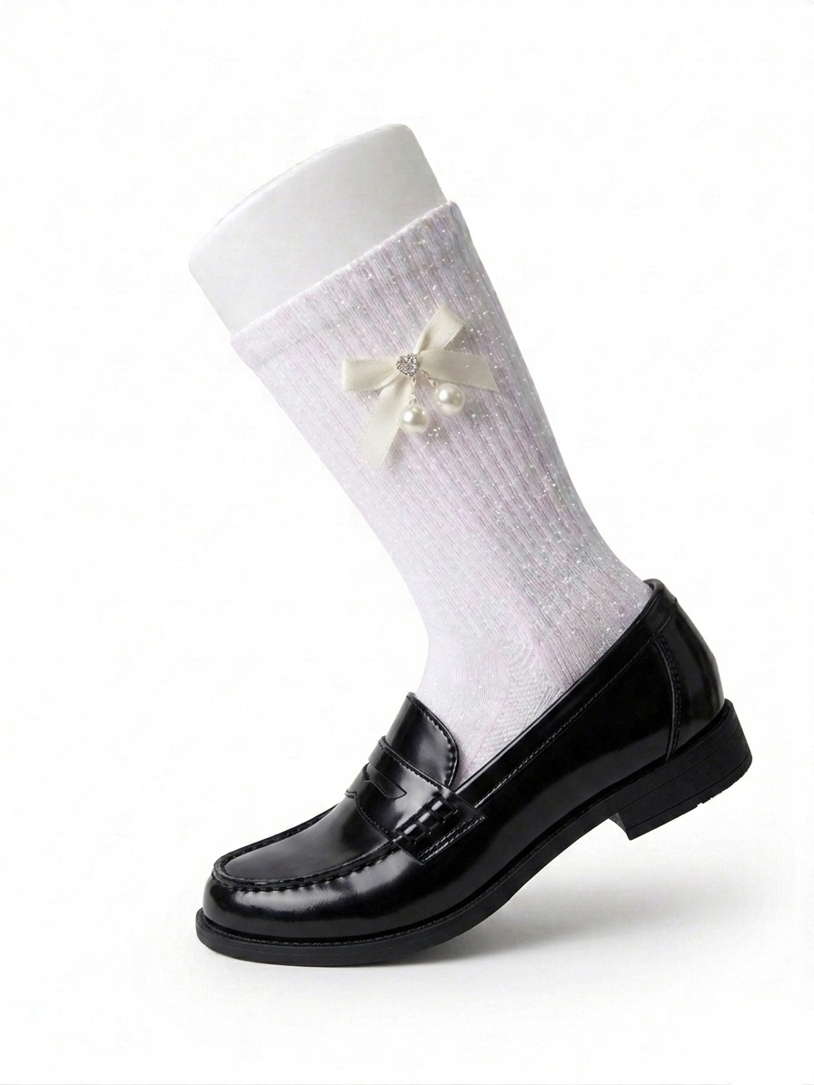 Metallic White Satin Ribbon Jock Sock