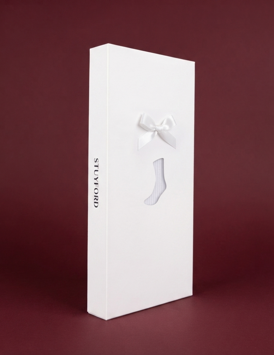 Metallic White Satin Ribbon Jock Sock