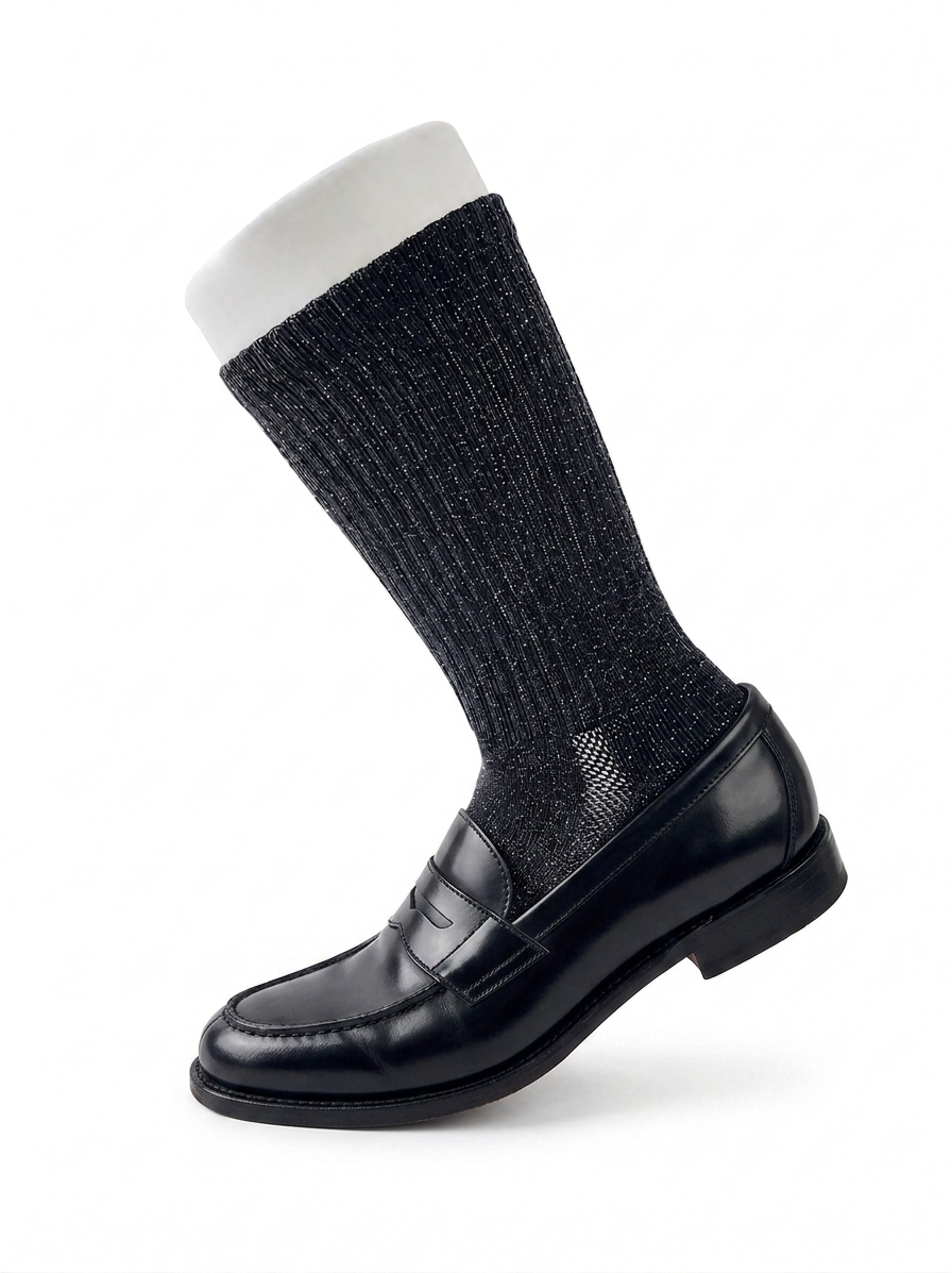 Metallic Black Jock Sock
